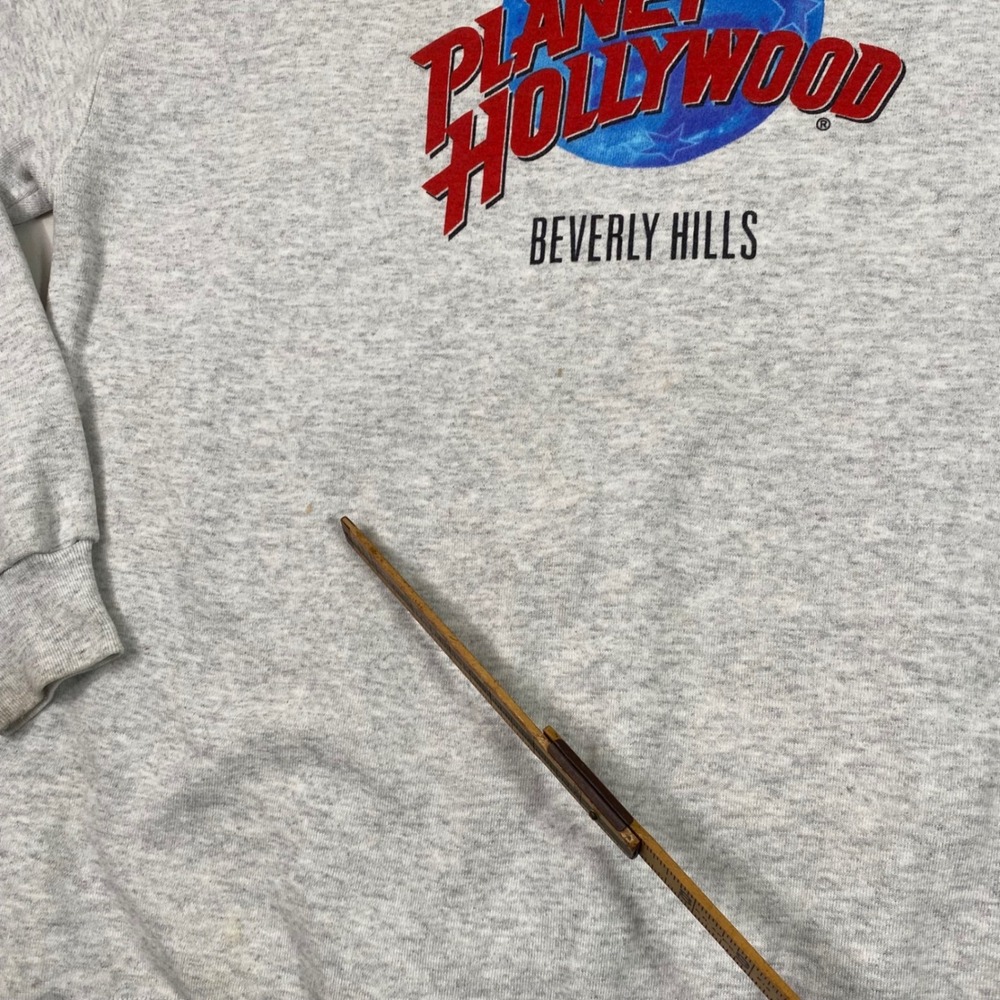 Vintage Planet Hollywood Beverly Hills Sweatshirt Gray XL Made in USA 90s Crew - Picture 7 of 16